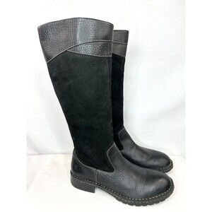 Born Black Leather Suede Tall Zip Up Riding Boots Size 9